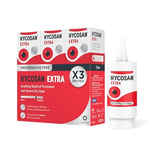 Image of Hycosan Extra - Triple Pack - Eye Drops with Hyaluronic Acid for Soothing Relief of Severe and Persistent Dry Eyes - Contact Lens Compatible - Preservative Free - 3 x 225 Measured Doses