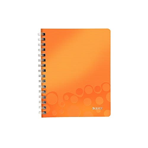 Image of Leitz A5 Flexible Cover Notebook, Orange (Wire Bound, 80 Sheets, Ruled, 90 gsm Ivory Paper, Wow Range), Pack of 1