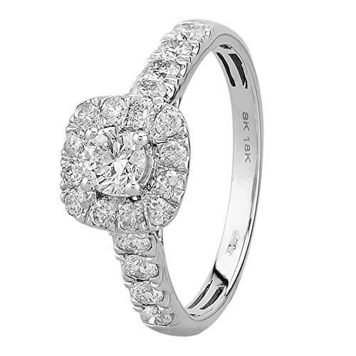 Image of 18ct White Gold 1.00ct Diamond Square Cluster Ring THR15627-100 Q