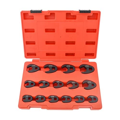 Image of Gunpla 15pcs Crowfoot Wrench Set, Heavy Duty Metric 8-24mm Flare Nut Wrenches Spanners with Open End Chrome Molybdenum 3/8 inch and 1/2 inch Drive Ratchet Extension Crow Foot Tools for Fasteners