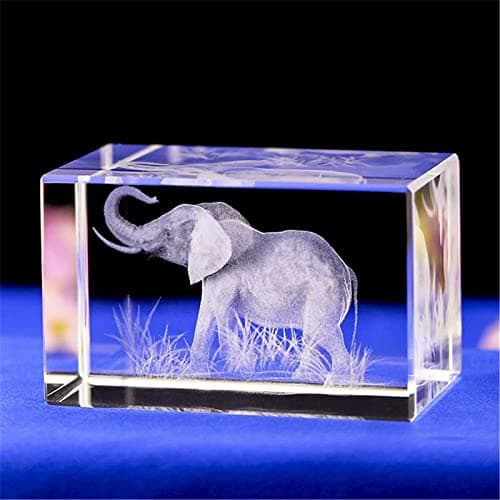 Image of ELEPHANT GIFTS/3d laser etched crystal art of ELEPHANT FIGURINES Crystal Glass Cube Engraving for Home Decoration Birthday, elephant gifts for women girl children men (30 * 30 * 40mm)