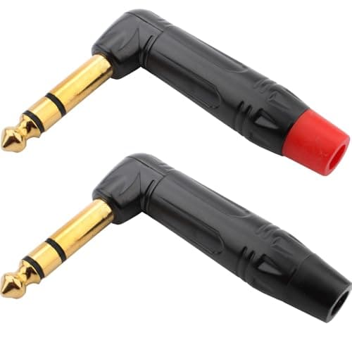 Image of RUNCCI-YUN 1/4" Audio Plugs 6.35 mm Plug TRS Male 1/4 inch Solder Type 90 Degree Right Angle Stereo Plug for DJ Mixer Speaker Cables Guitar Cables Phono Patch Cable Microphone Cables (2Pack)