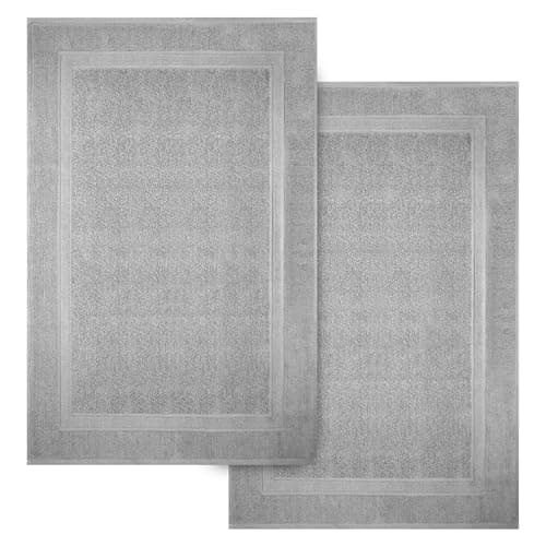 Image of Infinitee Xclusives Premium Cotton Bath Mats for Bathroom Pack of 2 |86x55 cm| Ultra Soft, Super Absorbent, Non-Slip, Machine Washable Mats |Charming Grey| [Not a Rug]