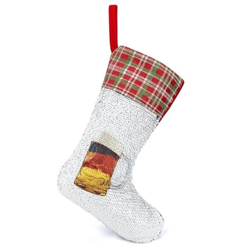 Image of German Flag Beer Sequin Christmas Stocking Xmas Hanging Stockings for Fireplace Tree Holiday Party Decorations