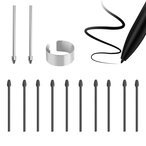 Image of 10Pcs Pen Tips + 2 Pcs Titanium Alloy Replacement Compatible with Re-markable 2,Soft Pen Tips Replacement for Marker 1/2 Stylus Marker P-en Plus, Supports 4096 Pressure Sensitivity/Tilt, Includes Tool
