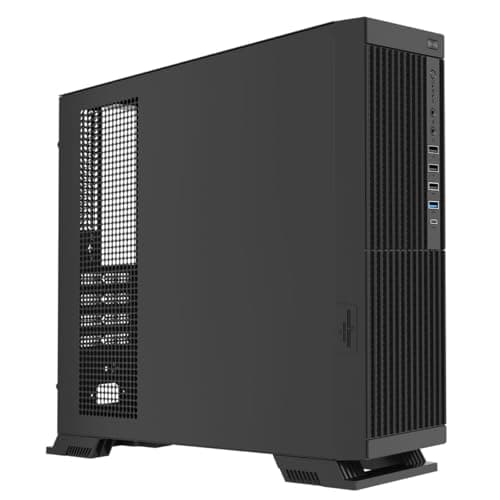 Image of Enterprise Slim Office Business PC Case, Slimline SFF Micro ATX/Micro ITX Case, With 300W SFX PSU, USB 3.0, USB-C, Memory Card Reader, Black
