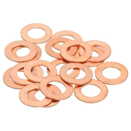 Image of sourcing map 18Pcs Flat Washer, M10 Copper Washers Copper Sealing Ring Crush Washer Kit Assortment, 10mm ID, 18mm OD, 1mm Thick for Bolts Screws Machinery Repair