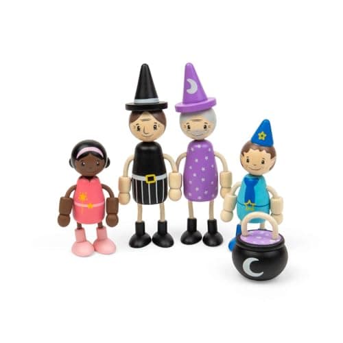 Image of Bigjigs Toys Fairytale Dolls | Wooden People & Fantasy Characters for a Doll House | Small Fairy, Witch, Wizard & Pixie Toy Figures for Kids | Dollhouse or Castle Accessories | Magical Toddler Gifts