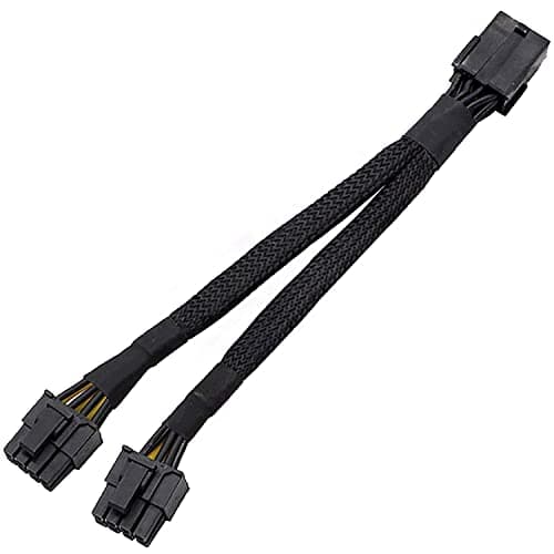 Image of Hsthe Sea GPU VGA PCIe 8 Pin Female to Dual 2x 8 Pin (6+2) Male PCI Express Power Adapter Braided Y-Splitter Extension Cable 7.87-inch(20cm)