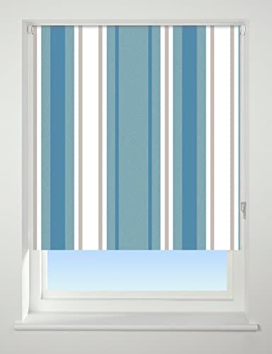 Image of UNIVERSAL Stripe Patterned Thermal Blackout Roller Blind, Blue, W180cm
