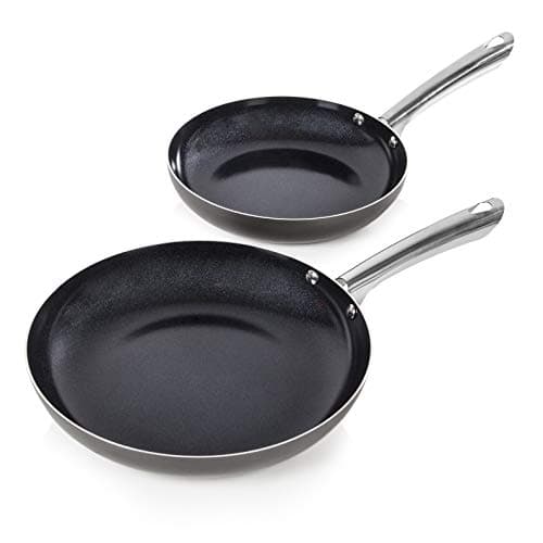 Image of Morphy Richards 973015 Accents Induction 2 Piece Frying Pan Set, with Non-Stick Ceramic Coating, Aluminium, 24/28 cm, Titanium/Black