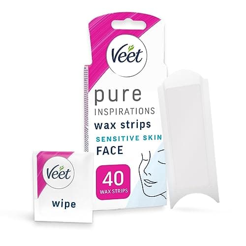 Image of Veet Pure Cold Strips for Sensitive Facial Skin, 40 Count + 4 Finish Wipes, Root Hair Removal, 28-Day Smoothness, Hypoallergenic, Hot Kit Alternative (Packaging Varies)
