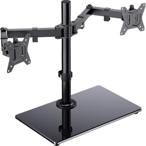 Image of ErGear Dual Monitor Stand for 13"- 32" Screen, Freestanding Dual Monitor Arm Desk Mount with Sturdy Base, Adjustable Double Stand Hold 8KG/Arm Gaming
