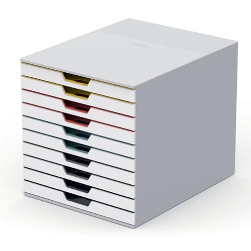 Image of Durable VARICOLOR® MIX 10 Drawer Unit - Desktop Drawer Set with 10 Colour Coded Draws - Perfect for Storing Documents and Paper Work