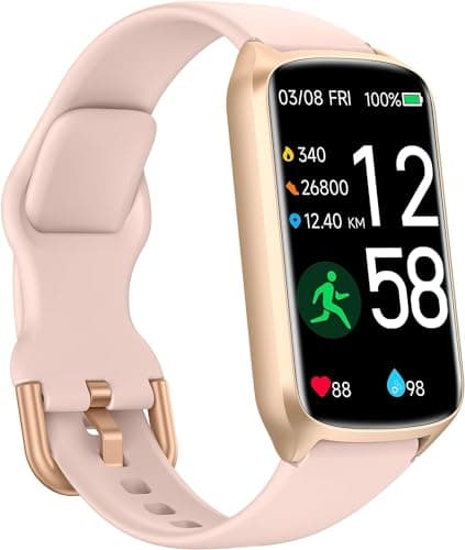 Image of Amzhero Health Fitness Tracker with 24/7 Heart Rate, Pedometer, Sleep Monitor, Step Counter, 5ATM Waterproof Activity Trackers and Smart Watches for Women Men Kids (S & L Bands Included)