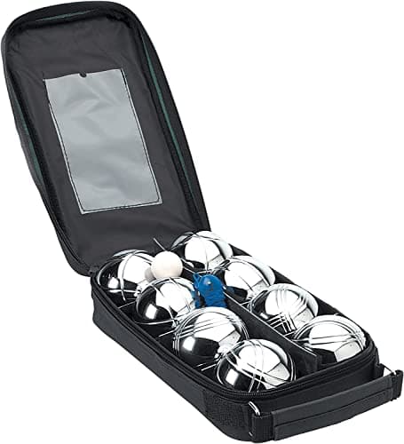Image of Unibos | French Boules 8 Piece Set – Traditional Family Pétanque & Bocce Garden Games | Summer Fun For Children & Adults | Rust Free Chrome-Plated Metal Balls With Jack & Carry Case