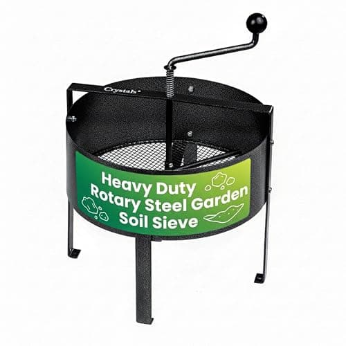 Image of Crystals 18L Rotary Garden Soil Sieve – Heavy Duty Steel Rotating Compost Sifter Riddle, Hand Crank Soil Separator for Stones, Sand & Compost, Durable Garden Screening Tool for Landscaping & Gardening