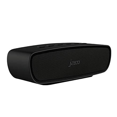 Image of Jam Heavy Metal Bluetooth Wireless Speaker - Compact & Portable with up to 8 Hours of Playtime, Dual Passive Bass Radiator with Lifelike 20W Stereo Sound, Speakerphone Function, Aux-In Port - Black