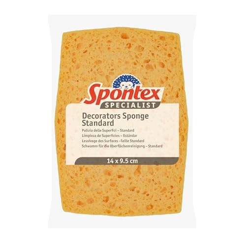 Image of Spontex Decorators Sponge | Standard: 14 x 9.5 cm | For Washing Walls, Wallpaper Hanging, Tile Cleaning & More | Super Absorbent Cellulose | 1 Pack