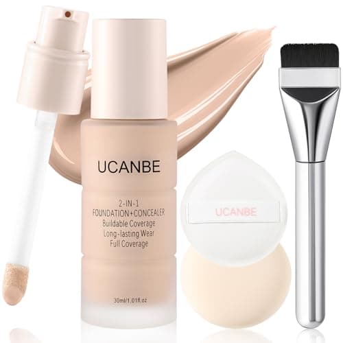 Image of UCANBE 2-in-1 Liquid Foundation & Concealer, Full Coverage Foundation Makeup Set for Combination & Oily Skin, Hydrating Formula with Hyaluronic Acid, Vitamin C (05 Nude Beige)