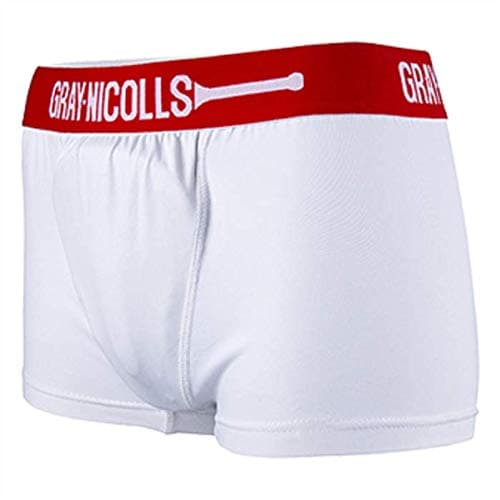 Image of Gray-Nicolls MEN'S COVER POINT TRUNKS - WHITE/RED - NEW FOR 2020 (L)