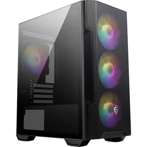 Image of MSI MAG FORGE M100R Midi Tower Gaming Computer Case 'Black, 3x 120mm ARGB PWM Fans, 1x 120mm Fan, 1-6 ARGB Hub, Tempered Glass, MSI Center, mATX, mini-ITX'