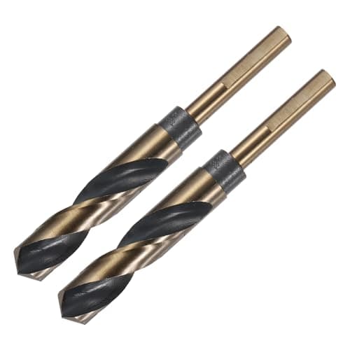Image of sourcing map 2pcs Reduced Shank Twist Drill Bits 18mm Black Nitride & Gold Titanium Coated High Speed Steel 4341 with 10mm Shank for Stainless Steel Alloy Metal Plastic Wood