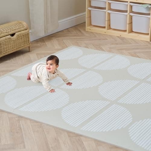 Image of Tutti Bambini Infinity Baby Play Mat - 6-Piece Soft Play Puzzle Baby Mats for Floor Play, Cushioned & Non-Slip EVA Foam Play Mat, Wipe-Clean Baby Playmat, Baby Mat Orbital Oatmeal (180 × 120 cm)