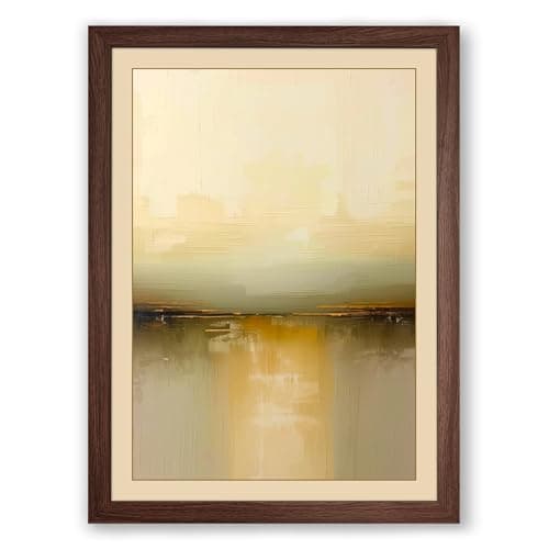 Image of Horizon at Dawn Minimalist Framed Wall Art Print A4 (29.7×21cm) Walnut, Wall Decor for Living Room, Bedroom, Office & Home, Ready to Hang, Art Gift
