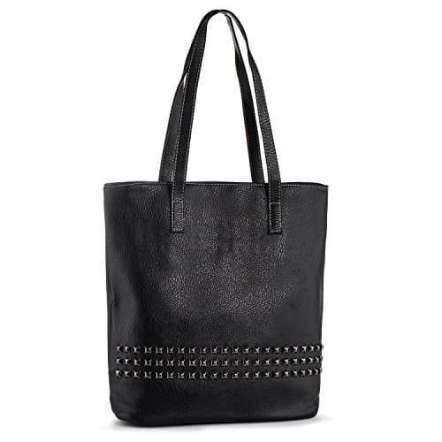 Image of LaRechor Tote Bag Handbags for Women Large Women's Totes with Studs Long Handles Black Shoulder Bag PU Leather Ladies Bag for Work Travel Shopping School