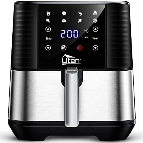 Image of Air Fryer Oven, Uten 5.5L Oil Free Air Fryers for Home Use, LED Screen with Digital Display, Timer and Fully Adjustable Temperature Control for Healthy Oil Free & Low Fat, 1700W, with Recipe