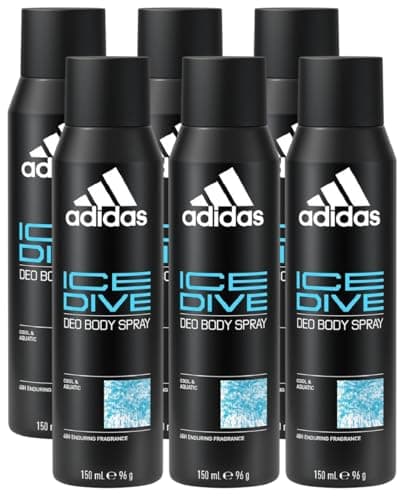 Image of 6 x 150ml Adidas 48H Enduring Cool & Aquatic Fragrance Deodorant Spray - Ice Dive