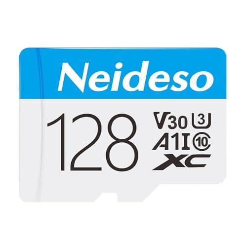 Image of Neideso 128GB Memory Card UHD Video High Speed Transfer Monitoring SD Card for Dash Cams, Body Cams, Action Camera, Surveillance & Security Cams, Blue