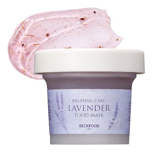 Image of SKINFOOD Lavender Food Mask 120g (4.23 oz.) Panthenol Contains Hydrating & Cooling Gel Wash-off Mask for Sensitive Skin, Natural Lavender Therapy, Shower-Proof Texture - Wash Off Exfoliating Mask