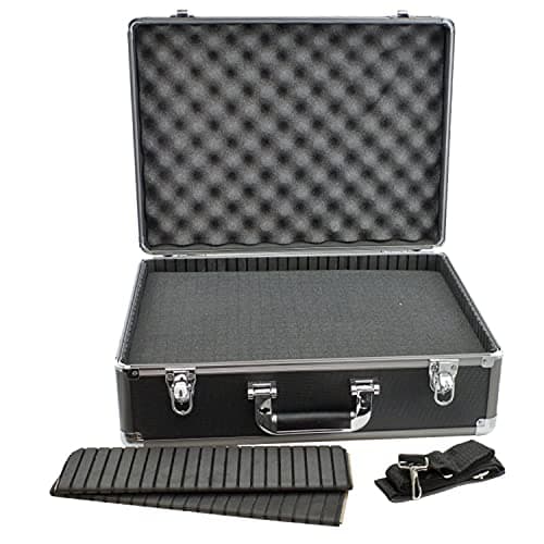 Image of ROC Cases B067 Lockable Black Flight Case with Gun Metal Grey Trim L460 x W340 x H170mm, Cubed Foam and Dividers