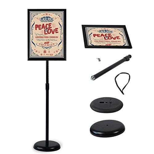 Image of Newzealkids A3 Sign Holder Stand Display Poster Floor Standing Aluminum Snap Frame, Angle & Height Adjustable Telescoping,Notice Stand for Wedding/ Business Activities Display, Black