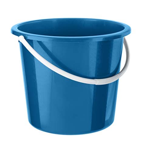 Image of HOMESHOPA Round Plastic Bucket with Handle, Blue 10 Litre Multi-Purpose Household Bucket for Cleaning, Laundry, Storage & Washing
