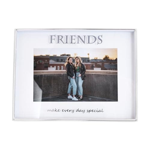 Image of Happy Homewares Contemporary Silver Plated Metal Friends 4x6 Picture Frame for Wall or Table | Make Every Day Special on Glass Front