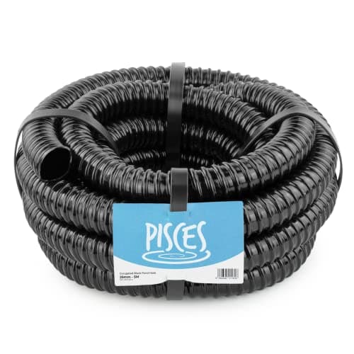 Image of Pisces 25mm (1 inch) Black Pond Corrugated Flexible Hose Pipe - 5m Roll