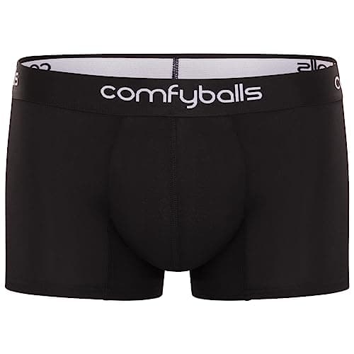 Image of Comfyballs Premium Soft Cotton Boxer Briefs with PackageFront Technology Regular Model Boxer Shorts for Men, black, S
