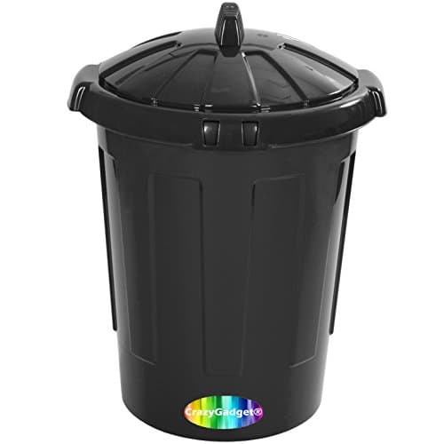 Image of CrazyGadget® 80 Litre 80L Extra Large Colour Plastic Dustbin Kitchen House Garden Storage Unit Bin with Clip Locking Lid (Black)