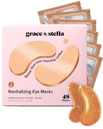 Image of grace & stella Caffeine Under Eye Patches - Awakening Eye Patches for Puffy Eyes and Dark Circles - Under Eye Mask Patches with Niacinamide & Hyaluronic Acid - Vegan, Cruelty-Free (Bronze, 48 Pairs)