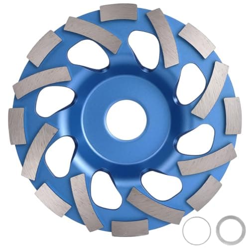 Image of Adiwo Turbo Diamond Cup, 5 Inch Diamond Grinding Cup Wheel, 125x22.2mm, Segment Cutting, Professional Angle Grinder, Comes with Two 20mm 16mm Reducer Rings, for Granite, Concrete, Wall, Stone, Blue