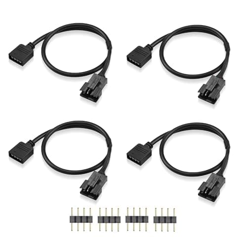 Image of GINTOOYUN 4 Pin RGB Extension Cable 12V SM ARGB Adapter for Computer Fan, Motherboard, LED Strips (0.98 FT, 4 PCS) (Style 1)