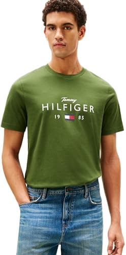 Image of Tommy Hilfiger Men Brand Love Big Hilfiger TEE MW0MW41455 S/S T-Shirt, Green, XL