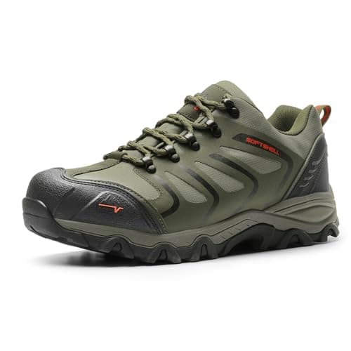 Image of NORTIV 8 Men's Low Top Waterproof Hiking Shoes Trekking Trails Outdoor Work Shoes,Size 8.5,Army/Green/Black/Orange,160448_Low
