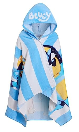 Image of Bluey Hooded Towel Boys Girls Poncho 100% Cotton Kids Beach Towel Bath Towel Swimming Wrap Changing Robe