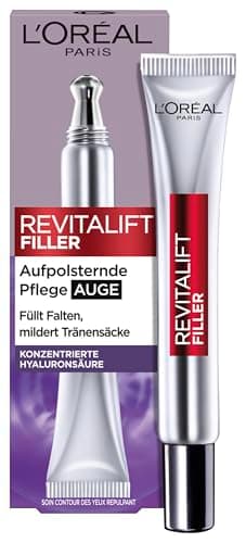 Image of L'Oréal Paris Revitalift Filler Hyaluronic Eye Cream Anti-Ageing Eye Care with Hyaluronic Acid for Dark Circles and Wrinkles Intensive Moisture, 15 ml
