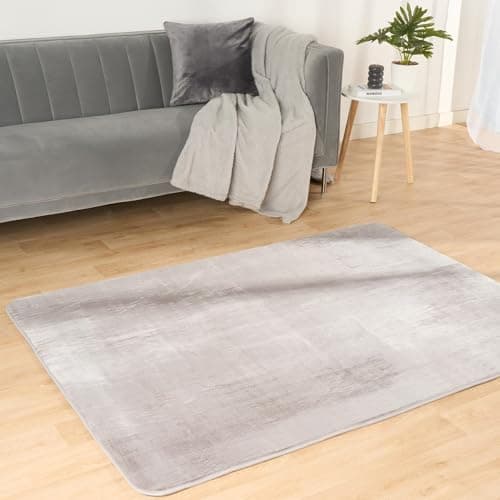 Image of OHS Large Rug Filled Plush, Silver Grey Extra Large Rugs for Living Room Bedroom Nursery Home Office Decorative Super Soft Lounge Rugs Anti Slip Rug, 230 x 160cm
