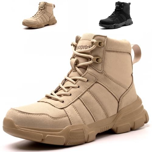 Image of Safety Boots Lightweight Steel Toe Boots Men Women Comfortable Work Boots Shoes Khaki 8 UK 42 EU 260